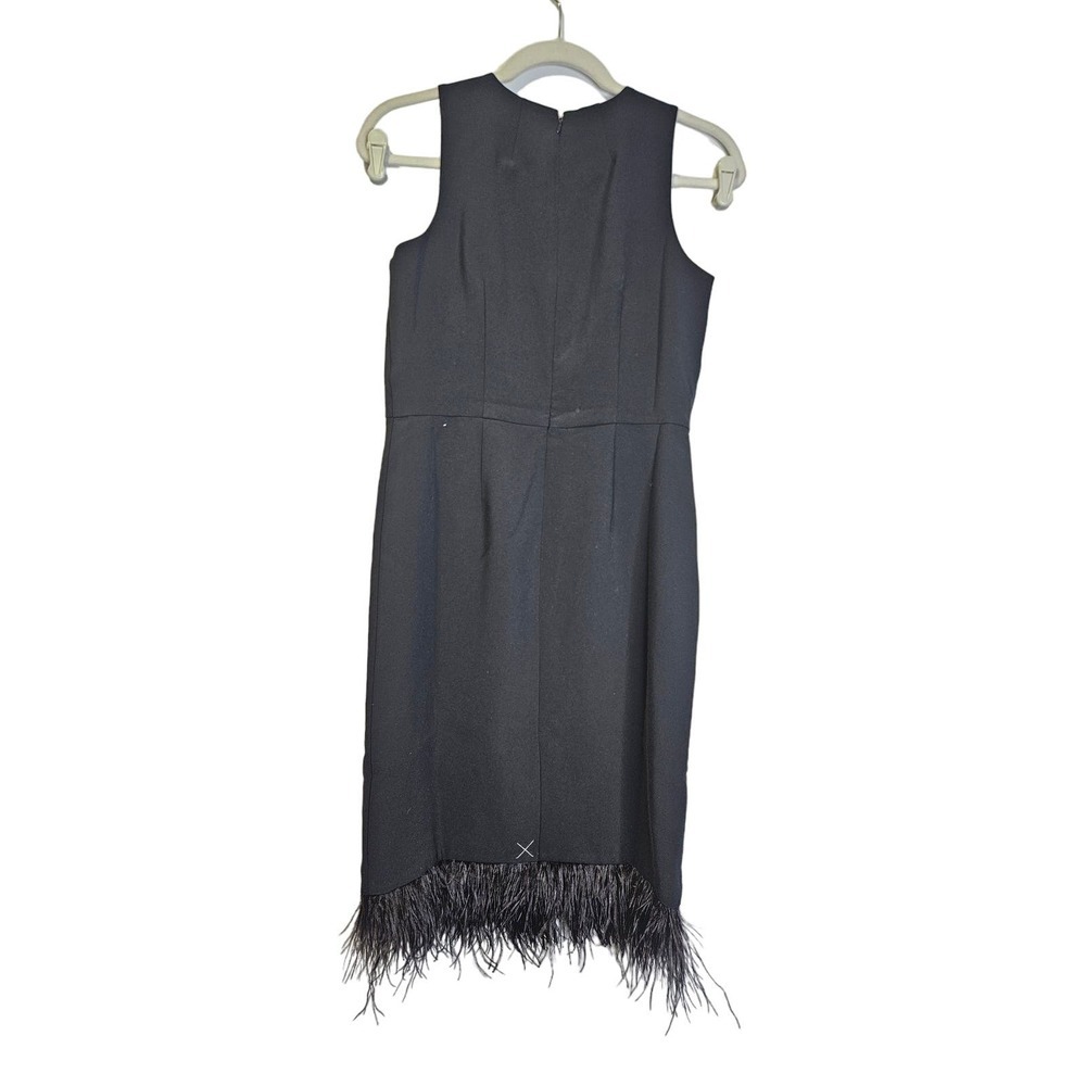 NEW Ann Taylor 2 Petite Feather Hem Sheath Dress Black Glam Formal Cocktail - Picture 4 of 5